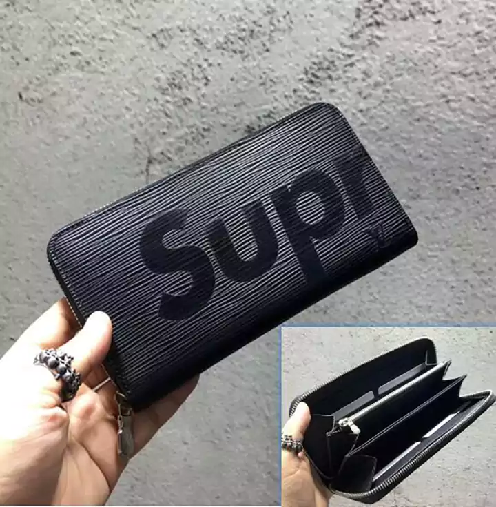 シュプリーム ヴィトン 財布 偽物 ファスナー開閉式 ジッピーウォレット 黒